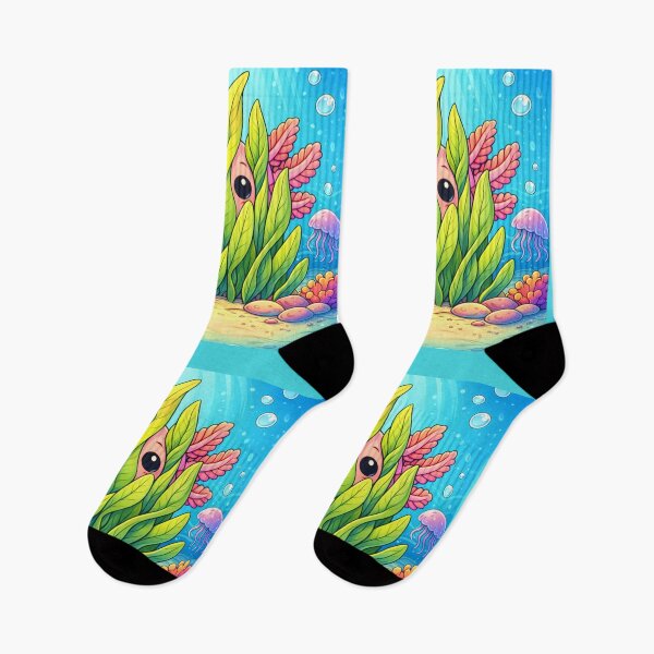 Item preview, Cute Axolotl Hiding in Reeds - Kawaii Underwater Creature designed and sold by ImagineNature.