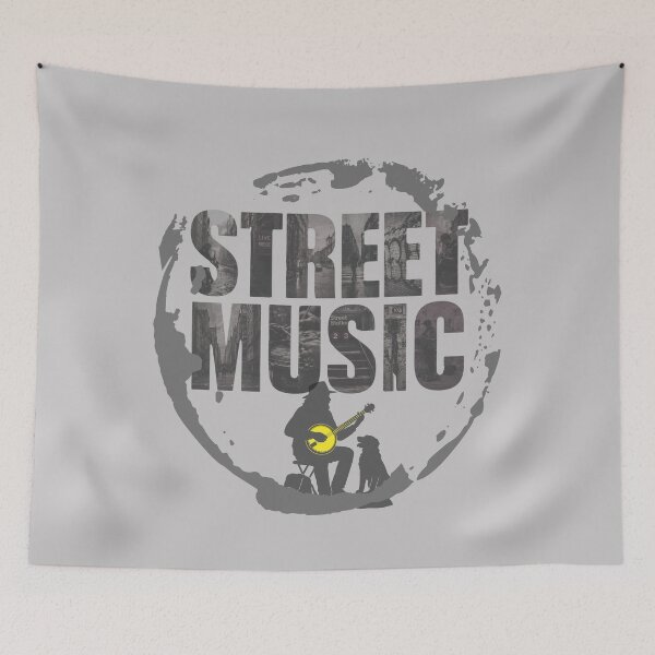 Item preview, Street Music Guitar Player with Dog Vintage Urban Musician Design. designed and sold by LunaPrintCo.