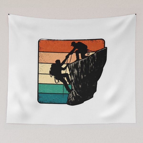 Item preview, Helping Hand – Retro Rock Climbing Sunset Sticker designed and sold by Gabe1983.