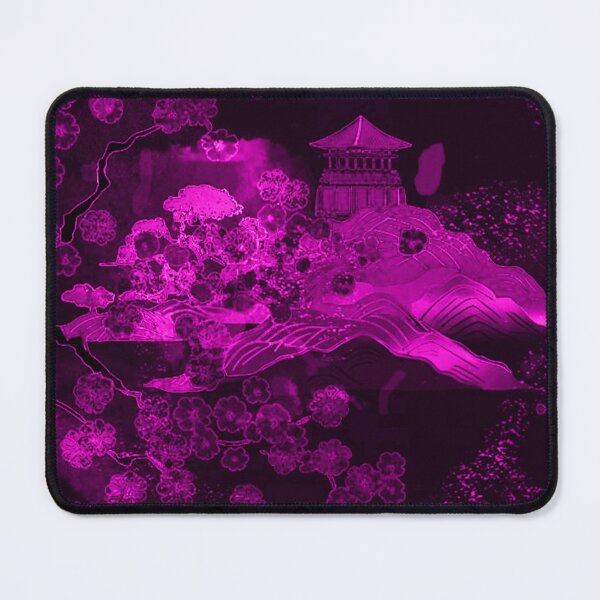 Item preview, Neon Sakura Dreamscape – Magenta Night Pagoda Art IV designed and sold by BatNature.