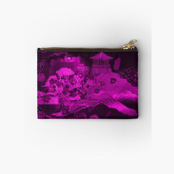 Item preview, Neon Sakura Dreamscape – Magenta Night Pagoda Art IV designed and sold by BatNature.