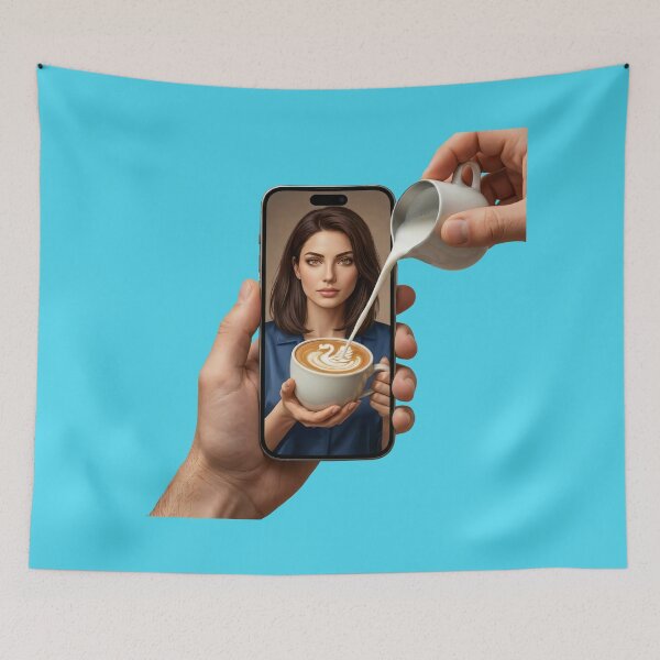Item preview, Pouring Milk into Smartphone Coffee - Surreal Aesthetic Art designed and sold by Utopian-Magic.