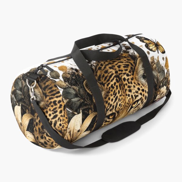 Item preview, Luxury Leopard with Flowers | Dark Floral Wildlife Art designed and sold by GalleryPeak.