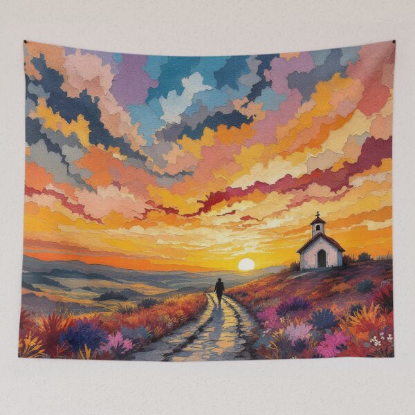 Item preview, Sunset over the chapel (Camino de Santiago) designed and sold by jefboutique6150.