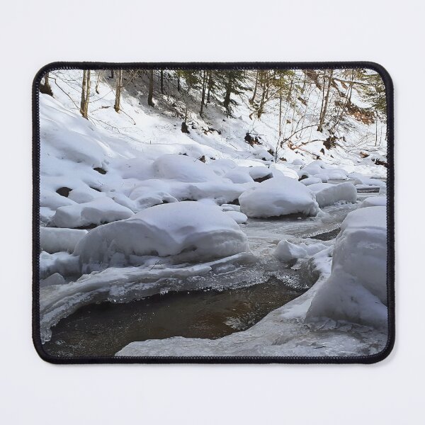 Item preview, Winter Mountain River – Frozen Stream Scenic Nature Landscape from Romania designed and sold by MSMPrintDesign.