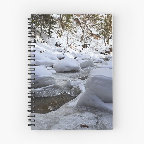 Item preview, Winter Mountain River – Frozen Stream Scenic Nature Landscape from Romania designed and sold by MSMPrintDesign.