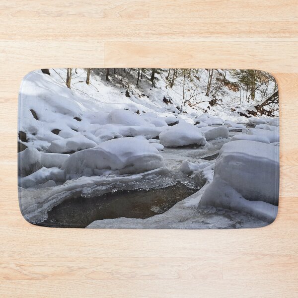 Item preview, Winter Mountain River – Frozen Stream Scenic Nature Landscape from Romania designed and sold by MSMPrintDesign.