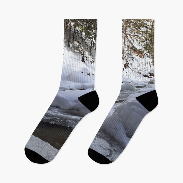 Item preview, Winter Mountain River – Frozen Stream Scenic Nature Landscape from Romania designed and sold by MSMPrintDesign.