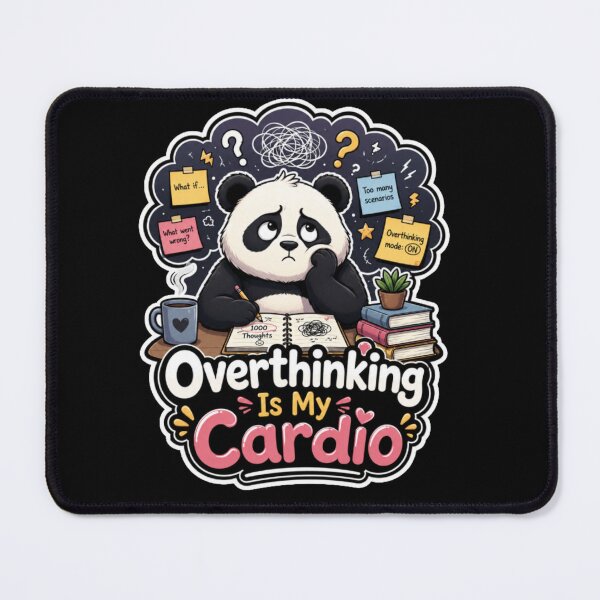 Item preview, Overthinking Is My Cardio Panda Sticker designed and sold by PixoNest.