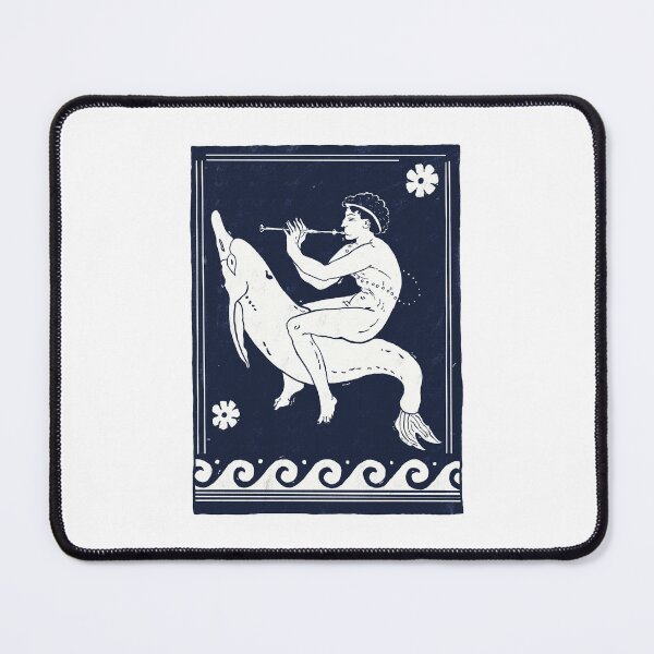 Item preview, Arion on a Dolphin – Etruscan Mythology Illustration, Ancient Greek Musician, Classical Art Design - Blue Version designed and sold by Ancient-Tales.