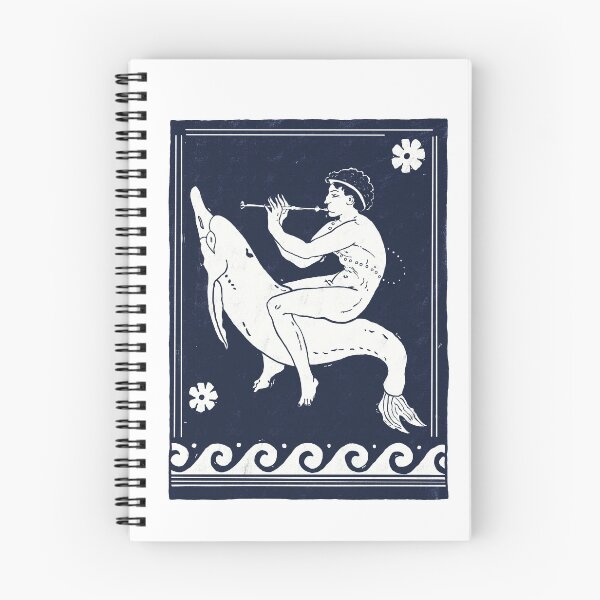 Item preview, Arion on a Dolphin – Etruscan Mythology Illustration, Ancient Greek Musician, Classical Art Design - Blue Version designed and sold by Ancient-Tales.