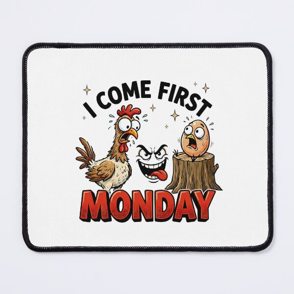 Item preview, Monday Comes First - Funny Chicken and Egg Paradox Comic designed and sold by AbderraimArt.