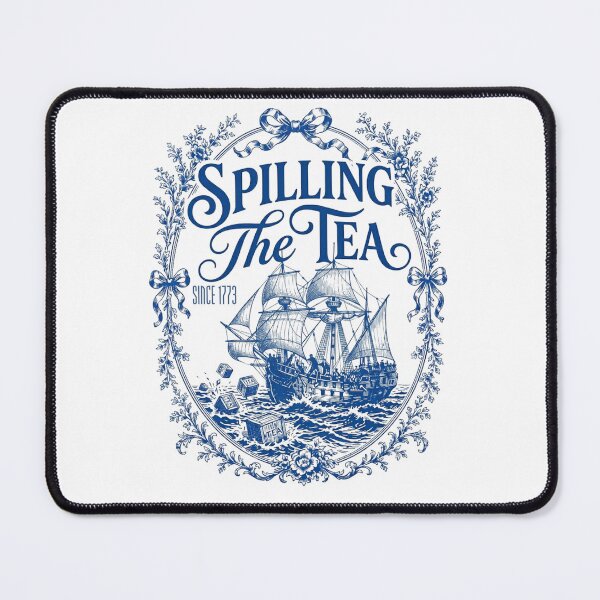 Item preview, Blue Toile Spilling The Tea Since 1773 Party History Pun  designed and sold by ZACK ART.