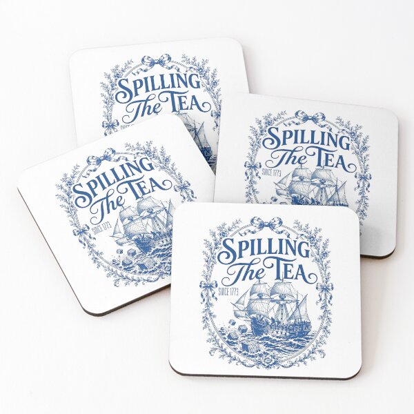Item preview, Blue Toile Spilling The Tea Since 1773 Party History Pun  designed and sold by ZACK ART.