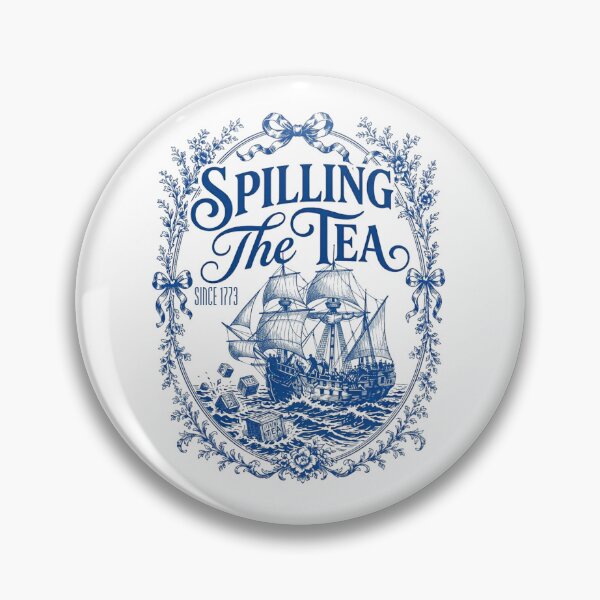 Item preview, Blue Toile Spilling The Tea Since 1773 Party History Pun  designed and sold by ZACK ART.
