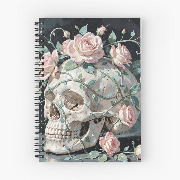 Item preview, Elegant Skull with Pink Roses designed and sold by ZinouStyles.