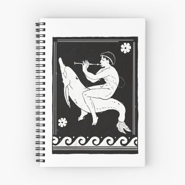 Item preview, Arion on a Dolphin – Etruscan Mythology Illustration, Ancient Greek Musician, Classical Art Design - Black version designed and sold by Ancient-Tales.