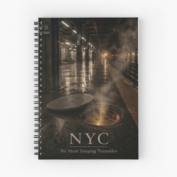 Item preview, NYC – No More Jumping Turnstiles | Noir Subway Humor Art Print designed and sold by BrokenCompassCo.