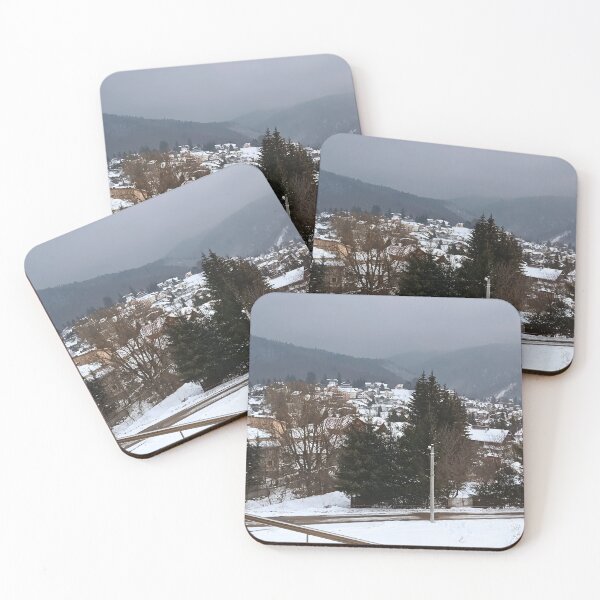 Item preview, Winter Village Panorama – Scenic Rural Landscape Art from Romania designed and sold by MSMPrintDesign.