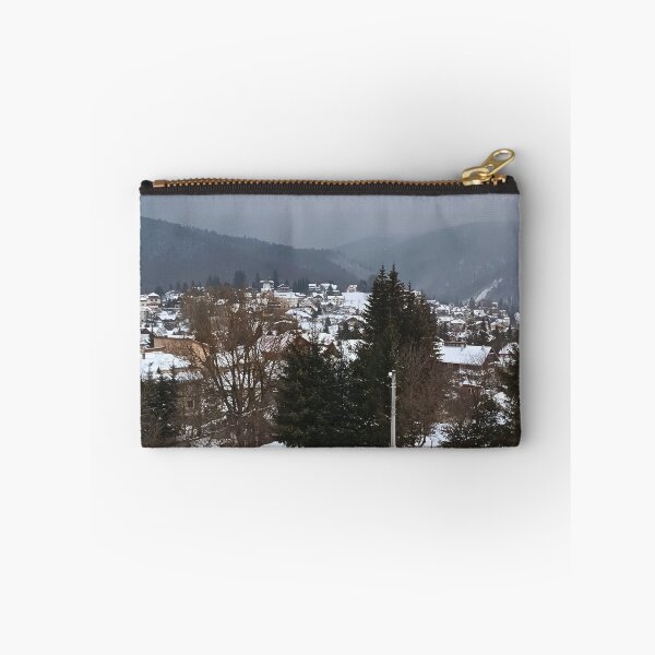 Item preview, Winter Village Panorama – Scenic Rural Landscape Art from Romania designed and sold by MSMPrintDesign.