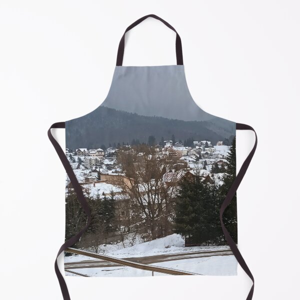 Item preview, Winter Village Panorama – Scenic Rural Landscape Art from Romania designed and sold by MSMPrintDesign.