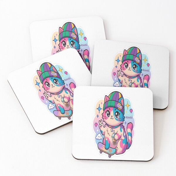 Item preview, Kawaii Boba Cat Skater designed and sold by MochiMeteor.