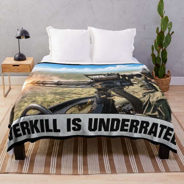 Item preview, Overkill Is Underrated Helicopter Door Gunner Meme designed and sold by MilitaryMart.