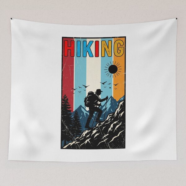 Item preview, Hiking Adventure – Retro Mountain Explorer Sticker designed and sold by Gabe1983.