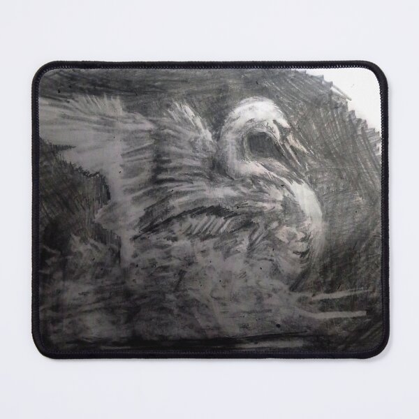 Item preview, 1900s vintage Black and white swan in lake pencil portrait designed and sold by Shukasya-Arts.
