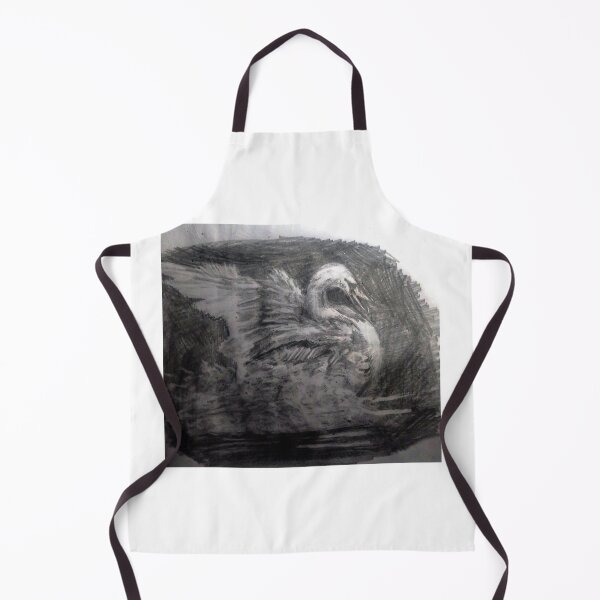 Item preview, 1900s vintage Black and white swan in lake pencil portrait designed and sold by Shukasya-Arts.