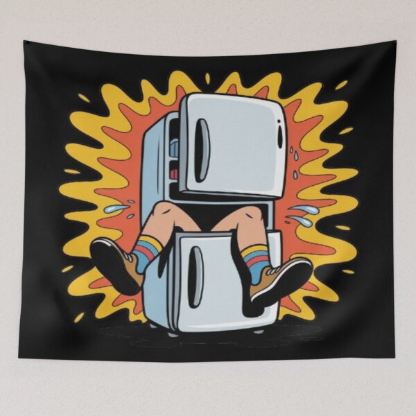 Item preview, Funny Man Hiding Inside Refrigerator in Summer Heat designed and sold by DailySparks.