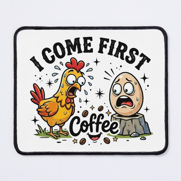Item preview, Coffee Comes First - Funny Chicken and Egg Paradox Comic designed and sold by AbderraimArt.