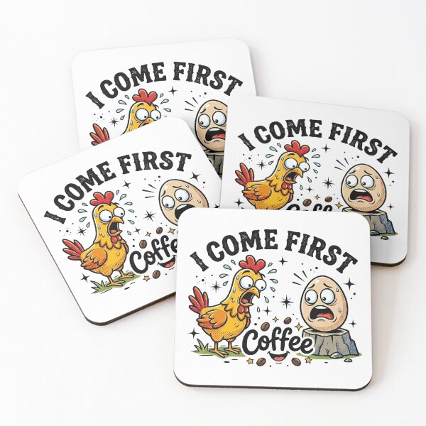 Item preview, Coffee Comes First - Funny Chicken and Egg Paradox Comic designed and sold by AbderraimArt.