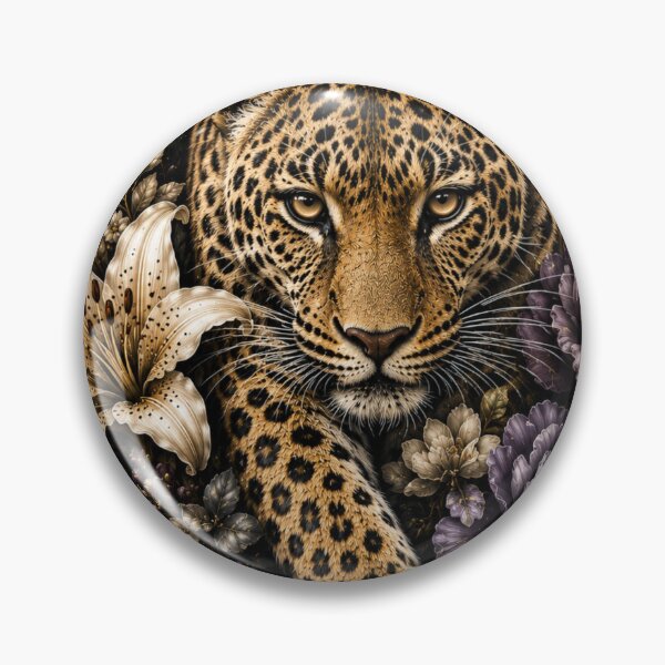 Item preview, Luxury Leopard with Flowers – Botanical Wildlife Art designed and sold by GalleryPeak.