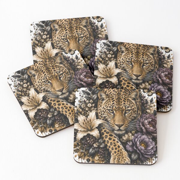 Item preview, Luxury Leopard with Flowers – Botanical Wildlife Art designed and sold by GalleryPeak.