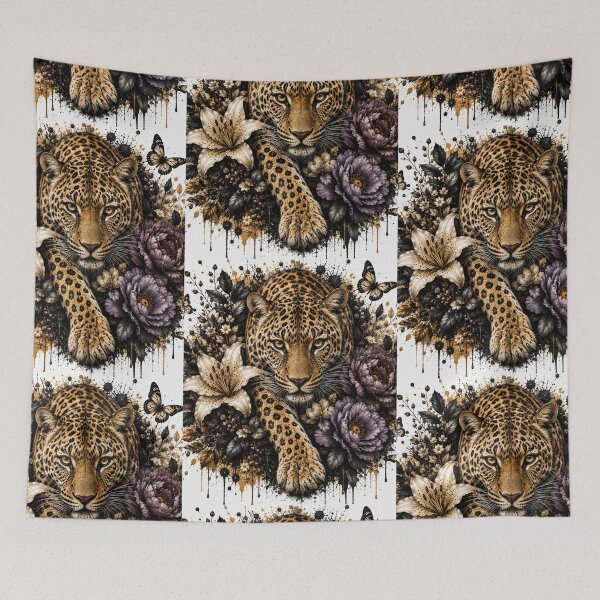 Item preview, Luxury Leopard with Flowers – Botanical Wildlife Art designed and sold by GalleryPeak.