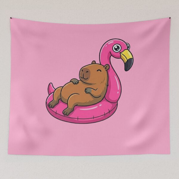 Item preview, Summer Capybara Flamingo Float designed and sold by Ivy-Triggs.