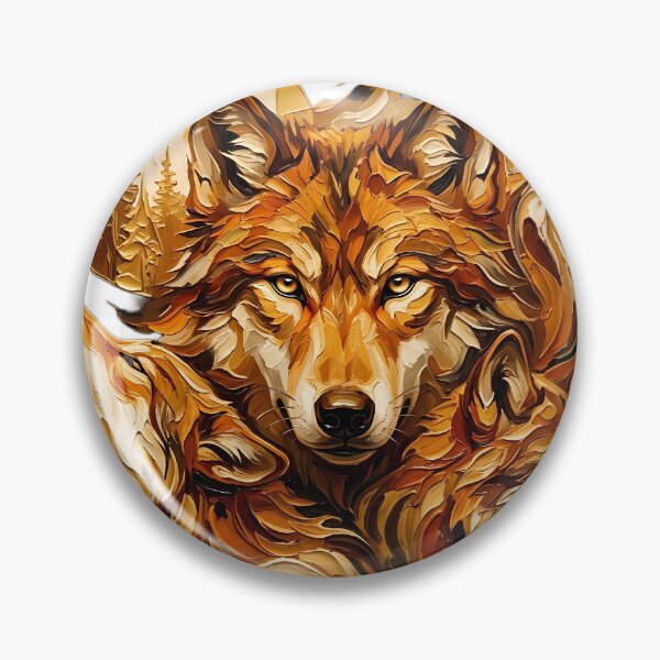 Item preview, Golden Wolf Pack Moonlight Abstract Impasto Oil Painting designed and sold by SupernovaNote.