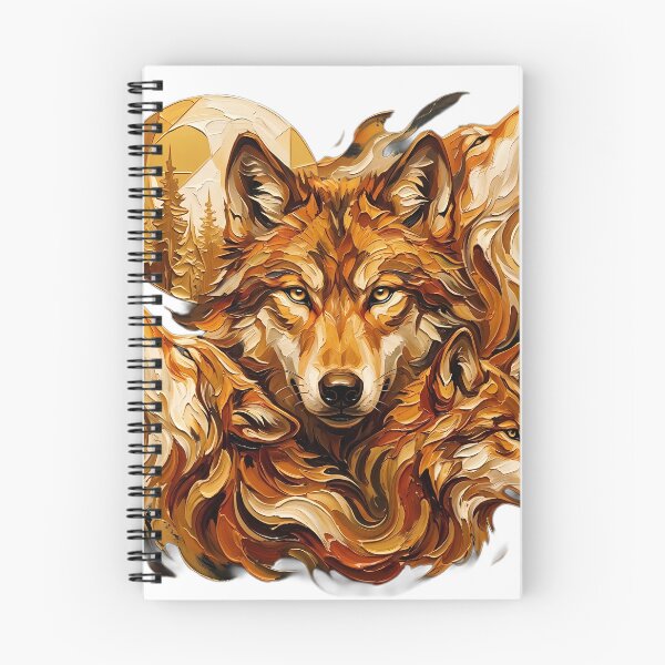 Item preview, Golden Wolf Pack Moonlight Abstract Impasto Oil Painting designed and sold by SupernovaNote.