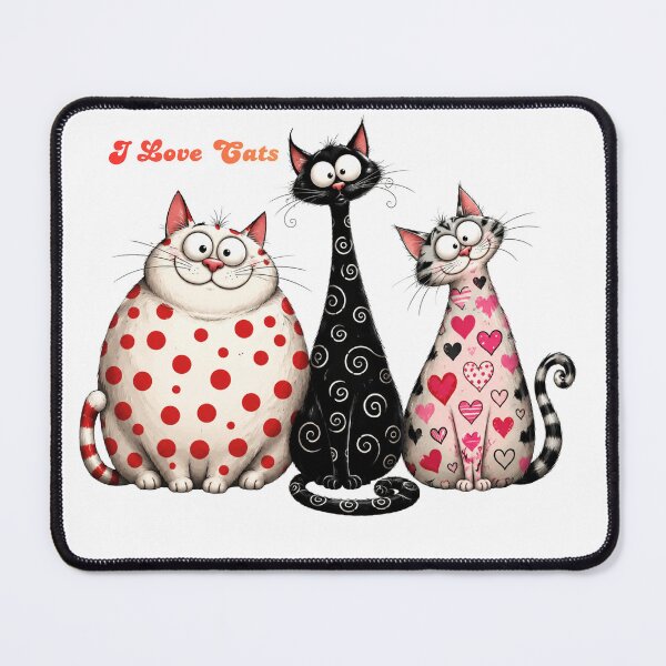 Item preview, I Love Cats Cute Funny Cat Trio Design designed and sold by KaSenArt26.