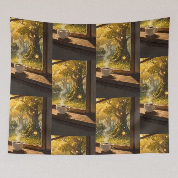 Item preview, Cozy Coffee Window to Fantasy Forest designed and sold by Idealforme.