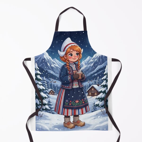 Item preview, CHARACTER IN TRADITIONAL CLOTHING WITH HOT CHOCOLATE IN A NIGHTTIME WINTER LANDSCAPE designed and sold by Curiosiart.