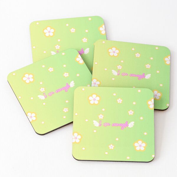 Item preview, I Am Enough Lime-Green Floral Pattern Affirmation designed and sold by Vaeliss.