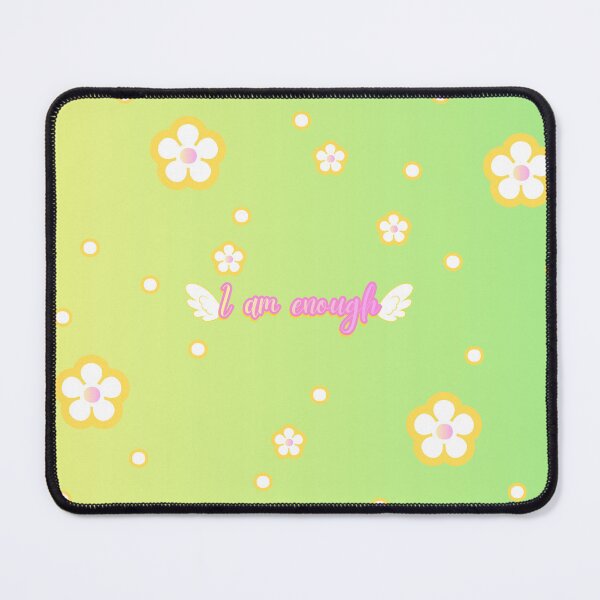 Item preview, I Am Enough Lime-Green Floral Pattern Affirmation designed and sold by Vaeliss.