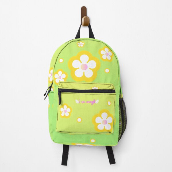 Item preview, I Am Enough Lime-Green Floral Pattern Affirmation designed and sold by Vaeliss.