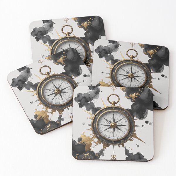 Item preview, Black Gold Compass Watercolor Art | Vintage Navigation Design designed and sold by Biedroneczka.