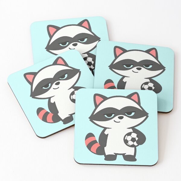 Item preview, Trash Panda Baby Raccoon Soccer Cute Minimal Cartoon Animal Family Design designed and sold by DreamyTupelo.