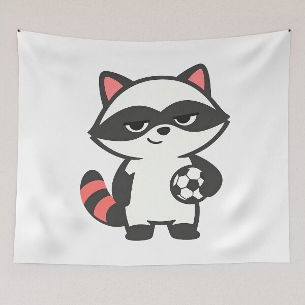 Item preview, Trash Panda Baby Raccoon Soccer Cute Minimal Cartoon Animal Family Design designed and sold by DreamyTupelo.