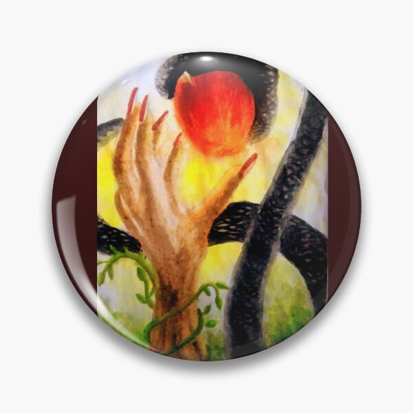 Item preview, Vibrant watercolor portrait of Eve hand, forbidden apple & devil serpent designed and sold by Shukasya-Arts.