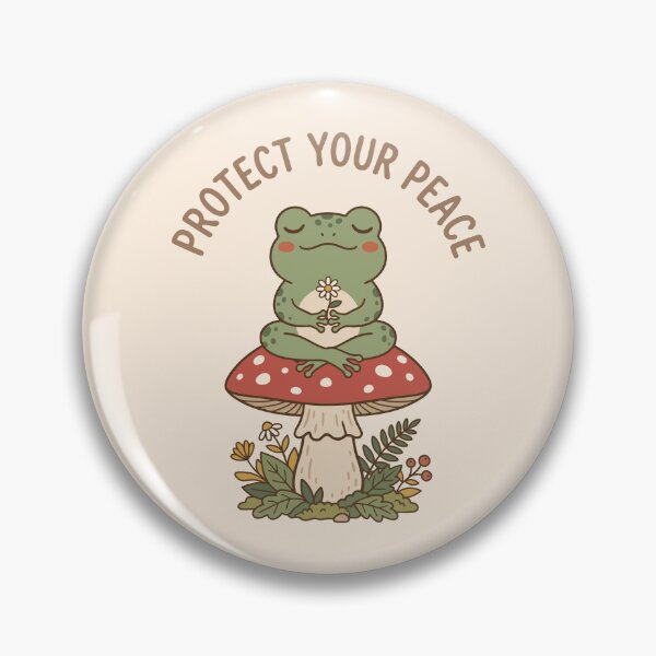 Item preview, Funny Frog Peacefully Meditating Over Mushroom - Protect Your Peace designed and sold by Juka-Arts-CC.